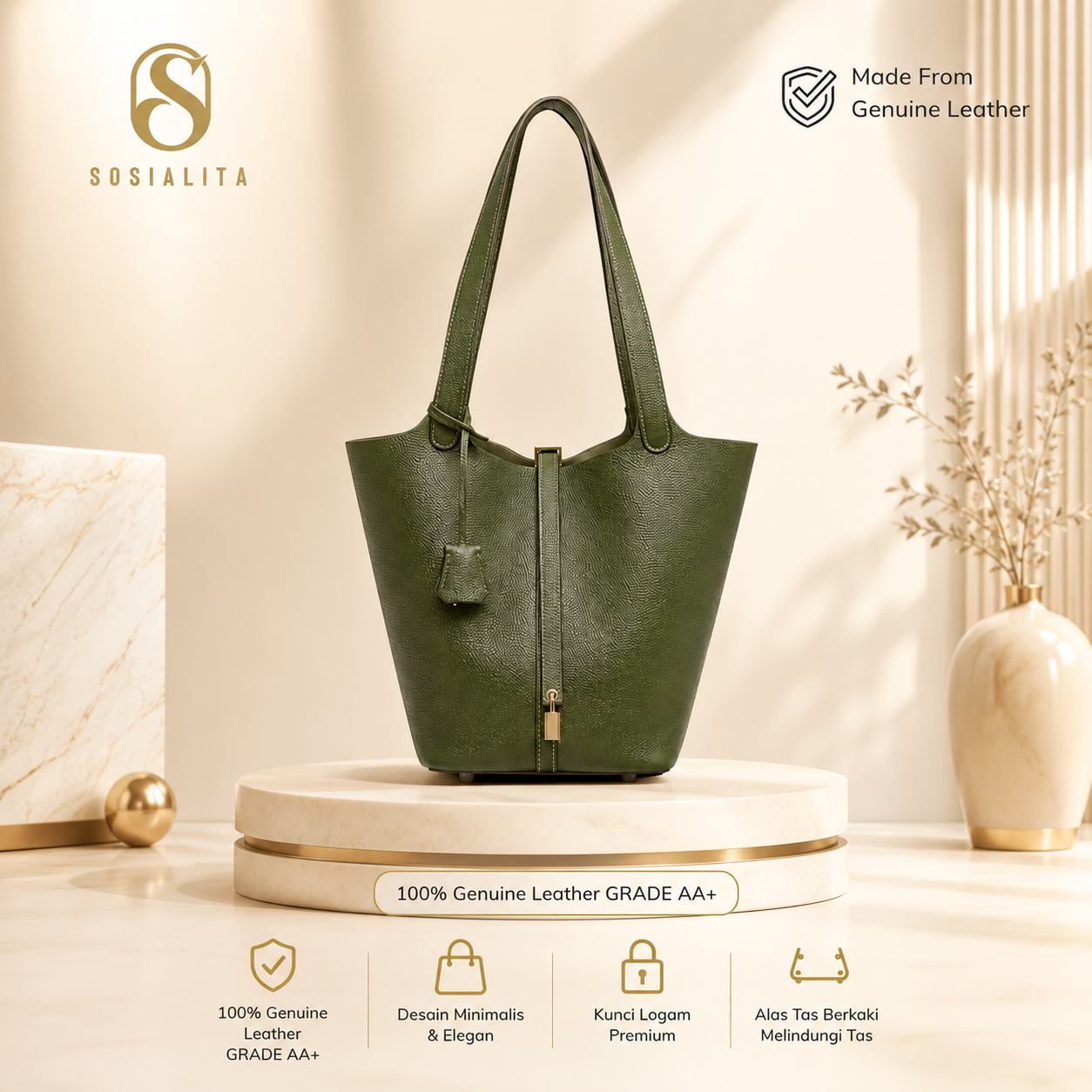 Sosialita Pikka 26 Genuine Leather Bag Tas Kulit Asli Tas Wanita Tas Tangan