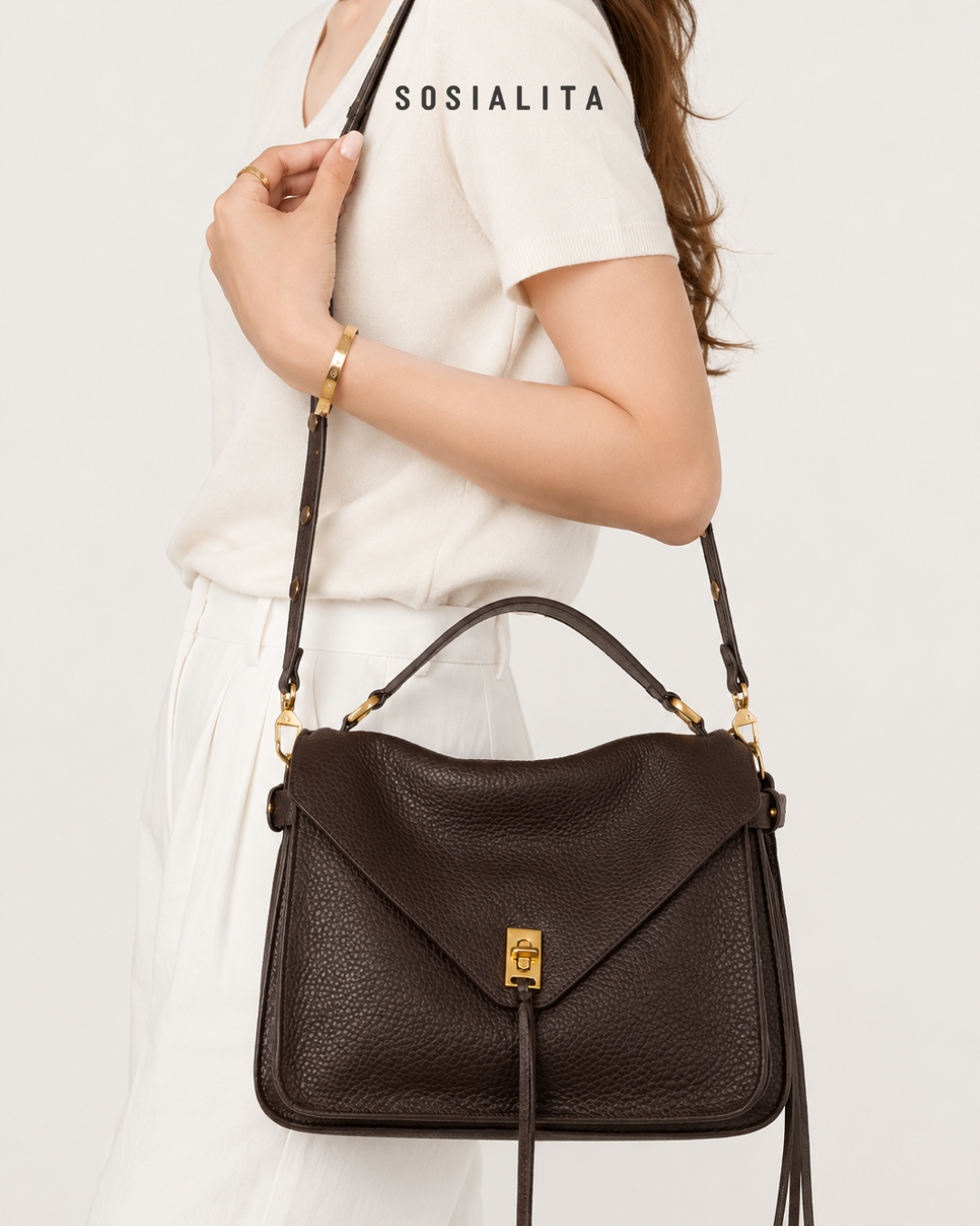 Sosialita Azela Genuine Leather Bag Tas Kulit Asli Tas Wanita Tas Handbag Tas Shoulder Bag — gambar pendukung 7