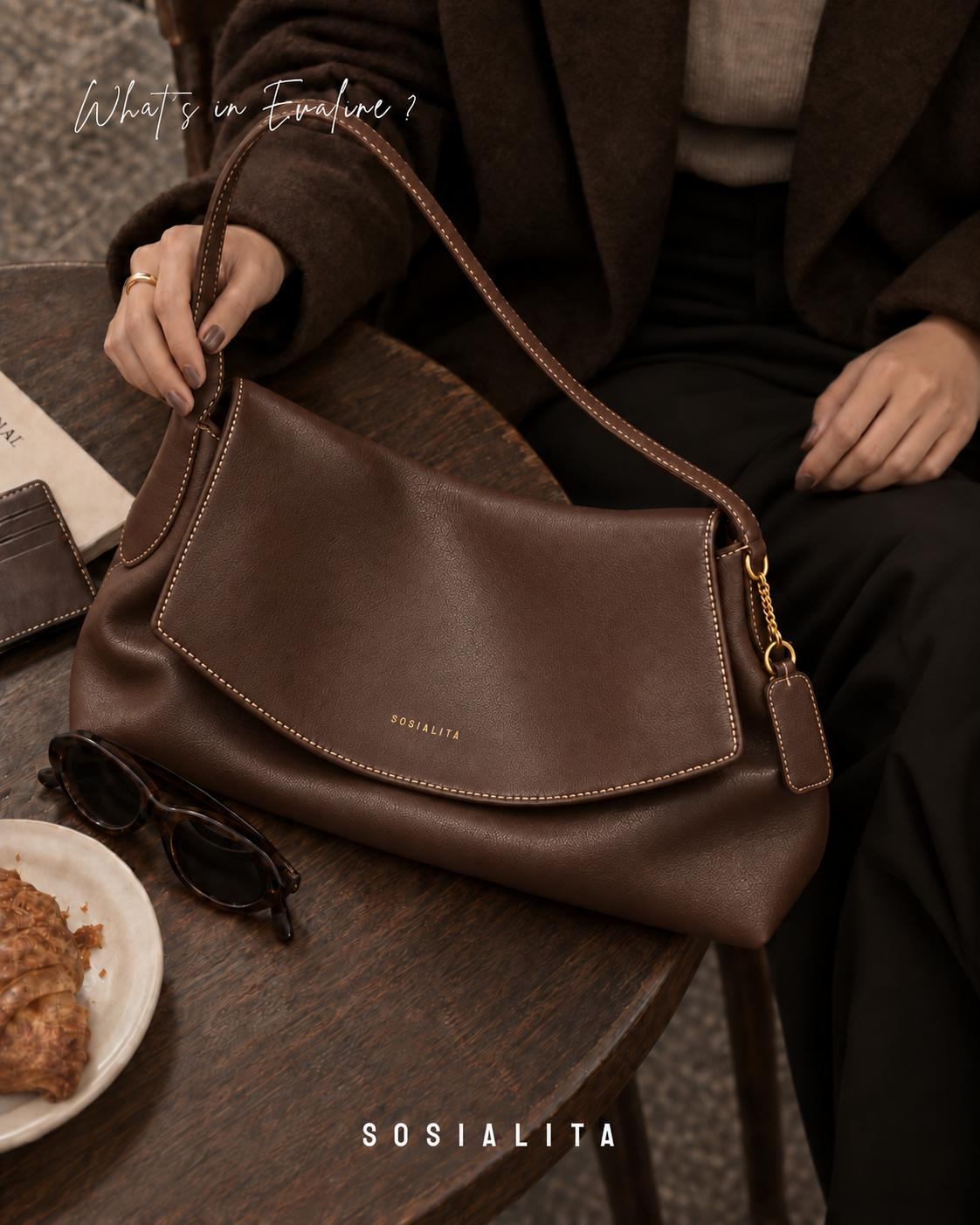 Sosialita Evaline Genuine Leather Bag Tas Kulit Asli Tas Wanita Tas Hobo Tas Shoulder Bag — gambar pendukung 3