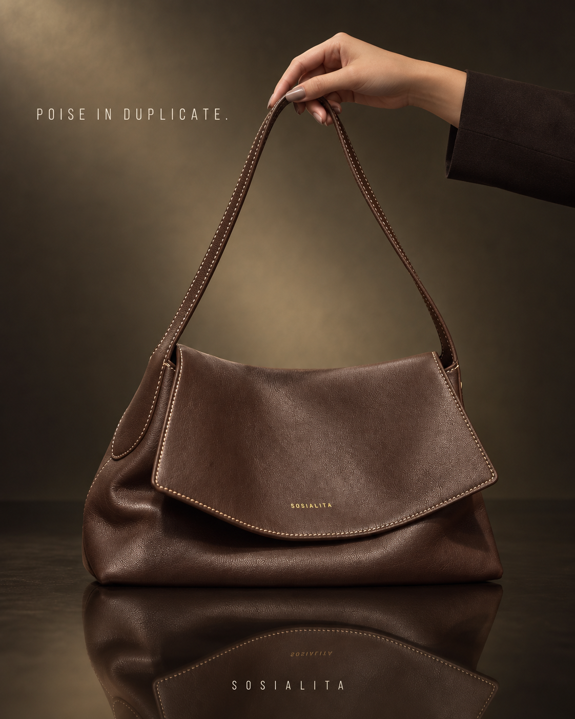 Sosialita Evaline Genuine Leather Bag Tas Kulit Asli Tas Wanita Tas Hobo Tas Shoulder Bag — gambar pendukung 1