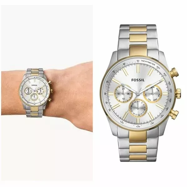 Fossil Watch Sullivan Multifunction Two-Tone BQ2693 Silver/Gold Stainless New