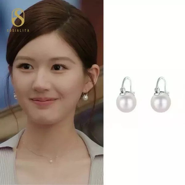 Sosialita Anting Ibu Peri - Pearl Silver 13-mm Anting Wanita Aksesoris Perhiasan