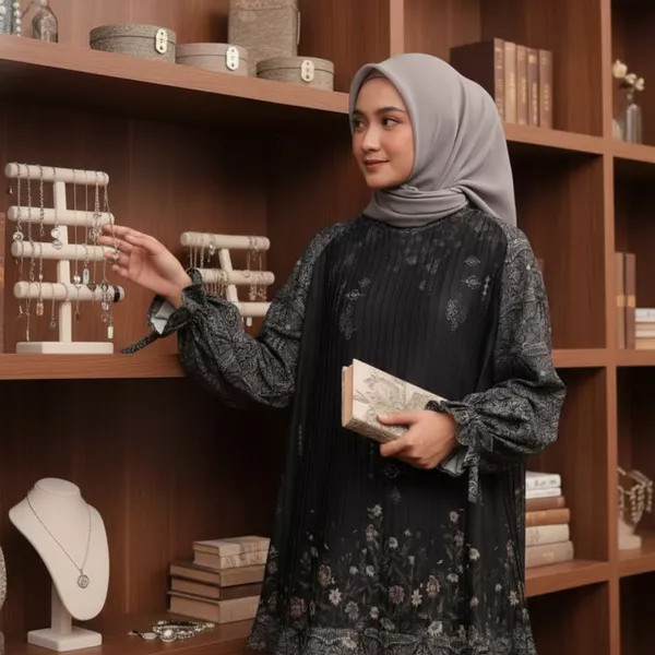 MIZURA BLOUSE A271b Atasan Wanita Lipit Motif Bunga Elegan Kekinian