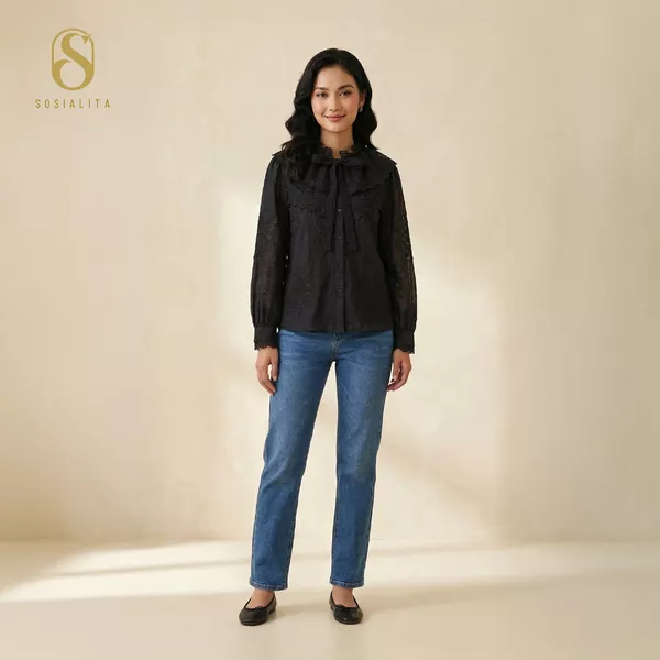 Kemeja Renda 951282 Atasan Wanita Blouse Cantik