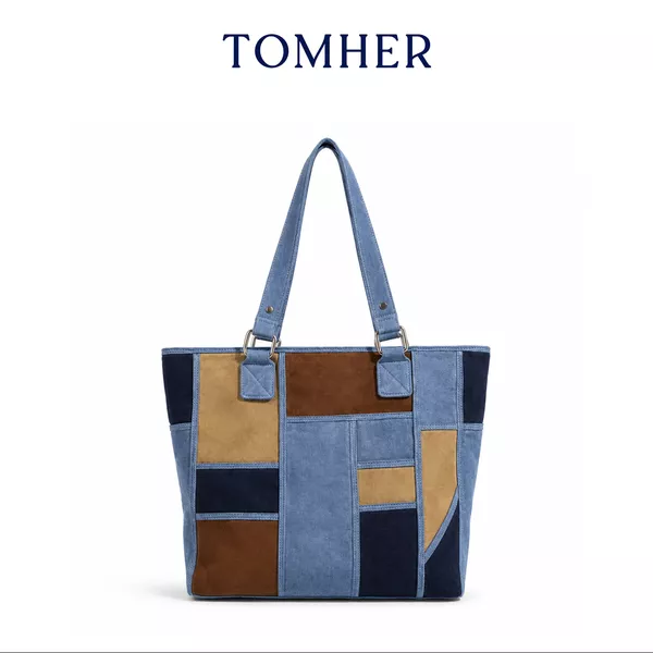 Juno Patchwork Denim Tote Tas Wanita Tas Jeans Totebag Tas Korea