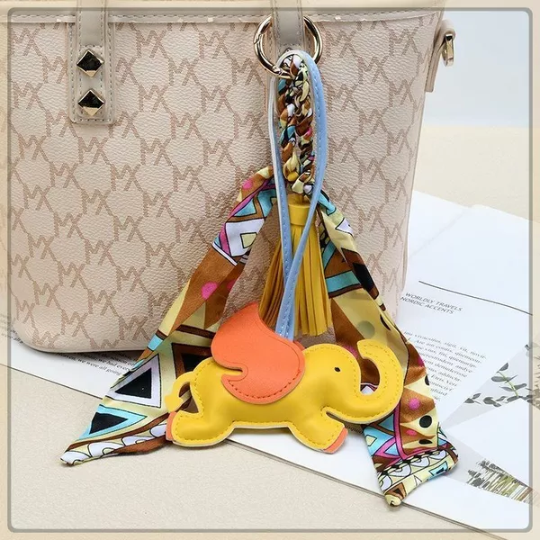 Sosialita Bagcharm Tassel Scraf and Small Elephant Aksesoris Gantungan Tas Gajah Charm